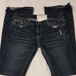 Dollhouse Blue Skinny Jeans with Distressed Detailing